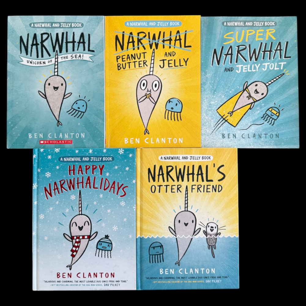 Lot of 5 Narwhal and Jelly Books (2 HC/3 PB) Ben Clanton Children's Super Otter